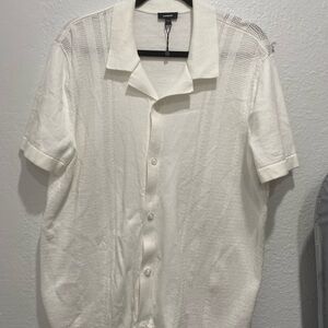 Croft & Barrow Cream Short Sleeve Men's Shirt